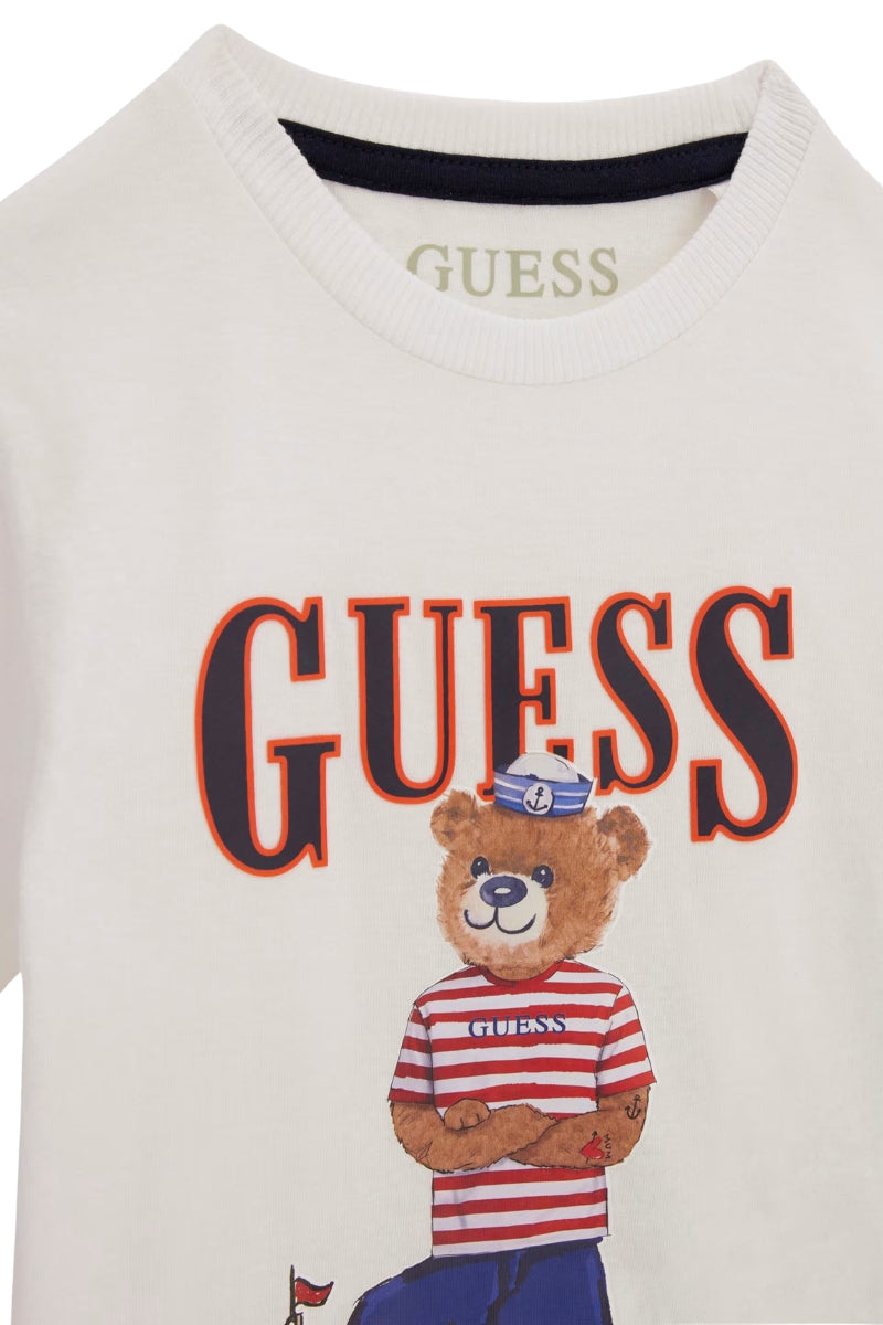 T-shirt da neonato e bambino in puro cotone con maxi stampa orsacchiotto N6GI04K8HM4