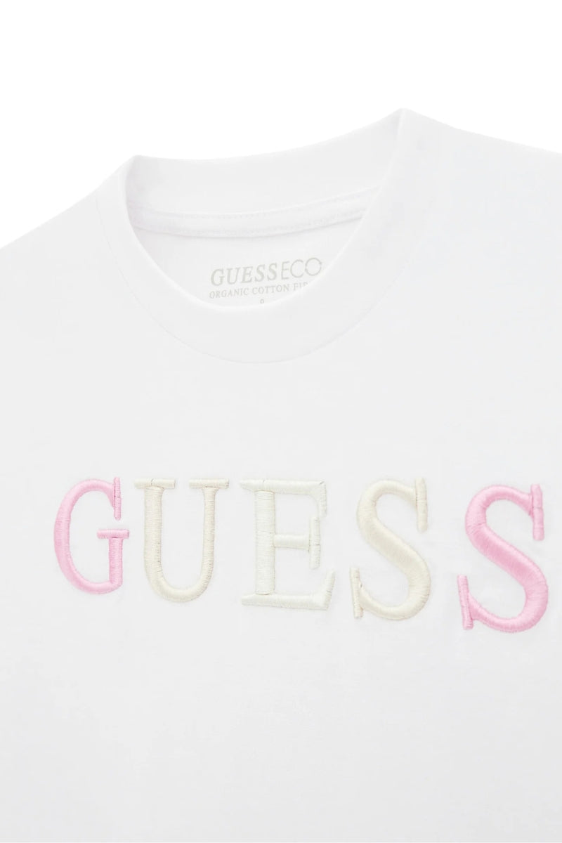 T-shirt da ragazza cropped con logo lettering ricamato sul davanti J6RI11KCNQ4