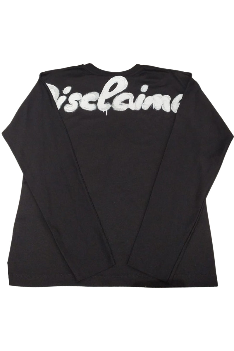 Maglia girocollo da ragazzo in cotone con stampa logo lettering a contrasto sul retro 25IDK58710