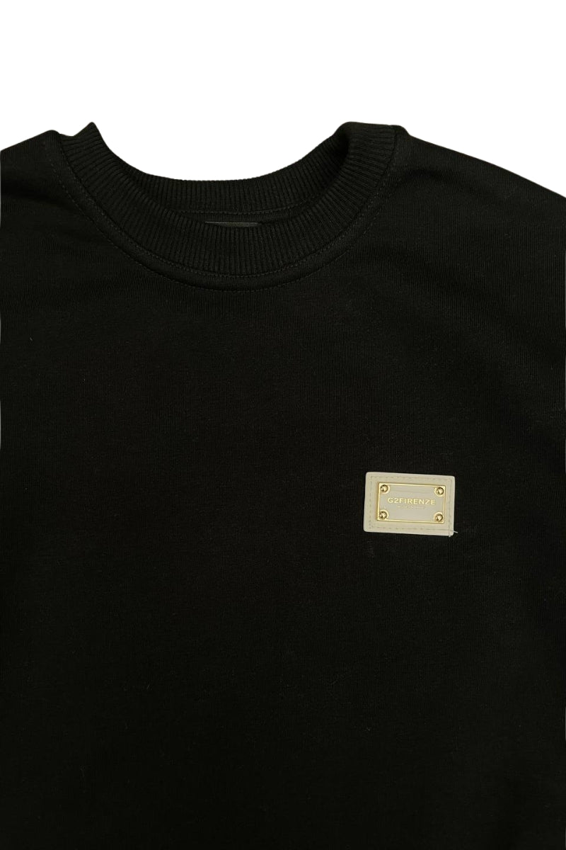 Felpa da ragazzo GOLD in cotone con logo lettering laminato sul retro