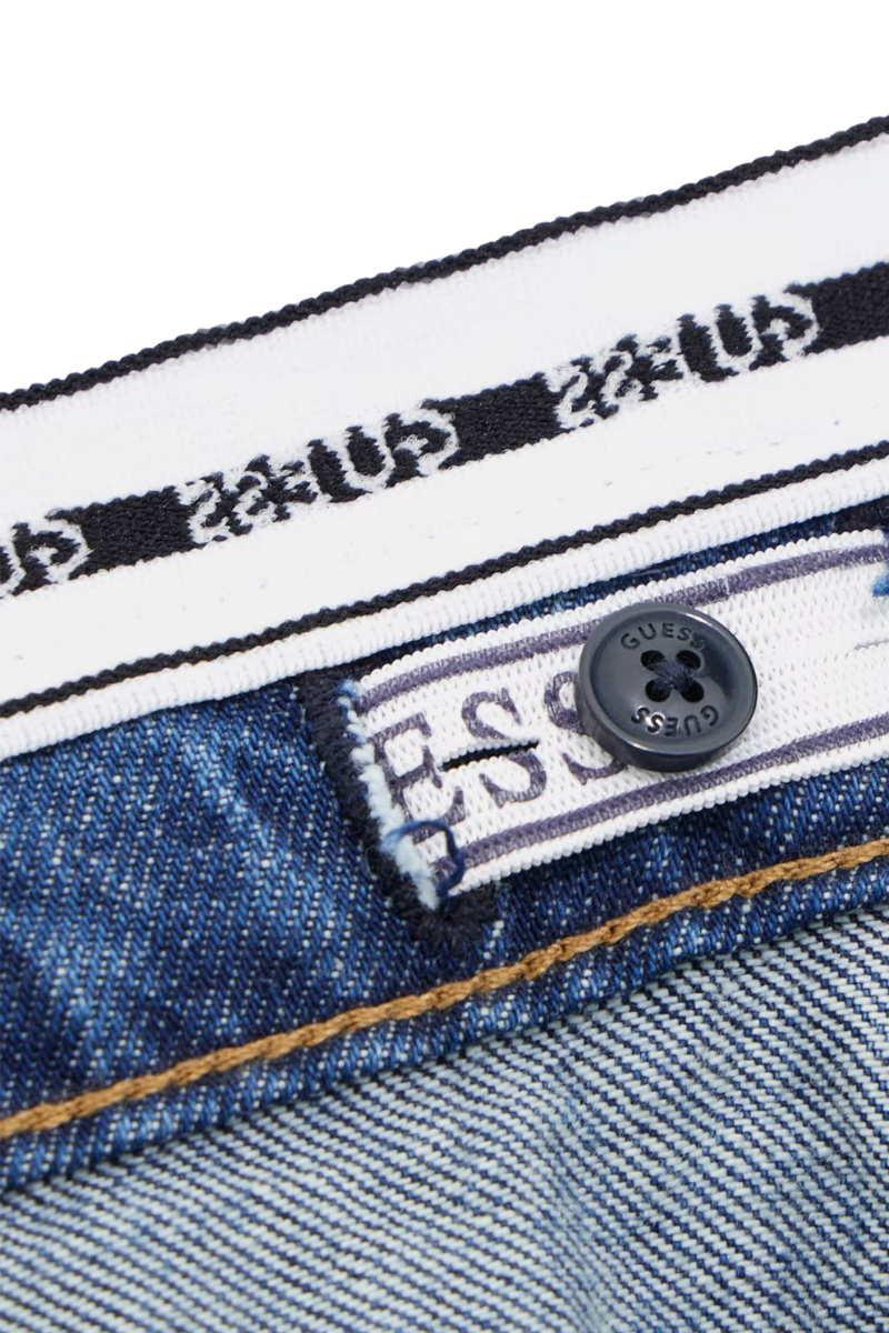 Jeans da ragazza in cotone con vestibilità palazzo ed elastico logato sul girovita J5RA12D45E0