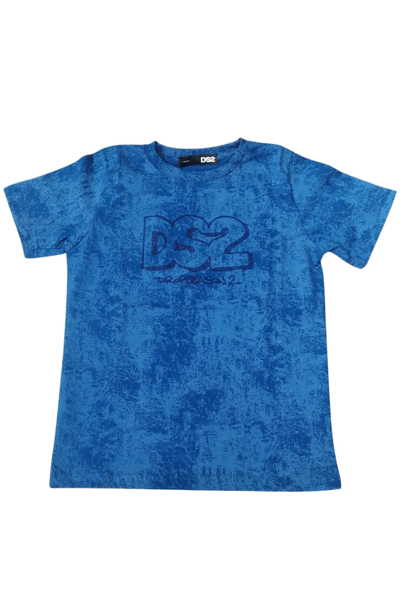 T-shirt da ragazzo in cotone con logo monogram bond semi trasparente sul davanti SS26K23
