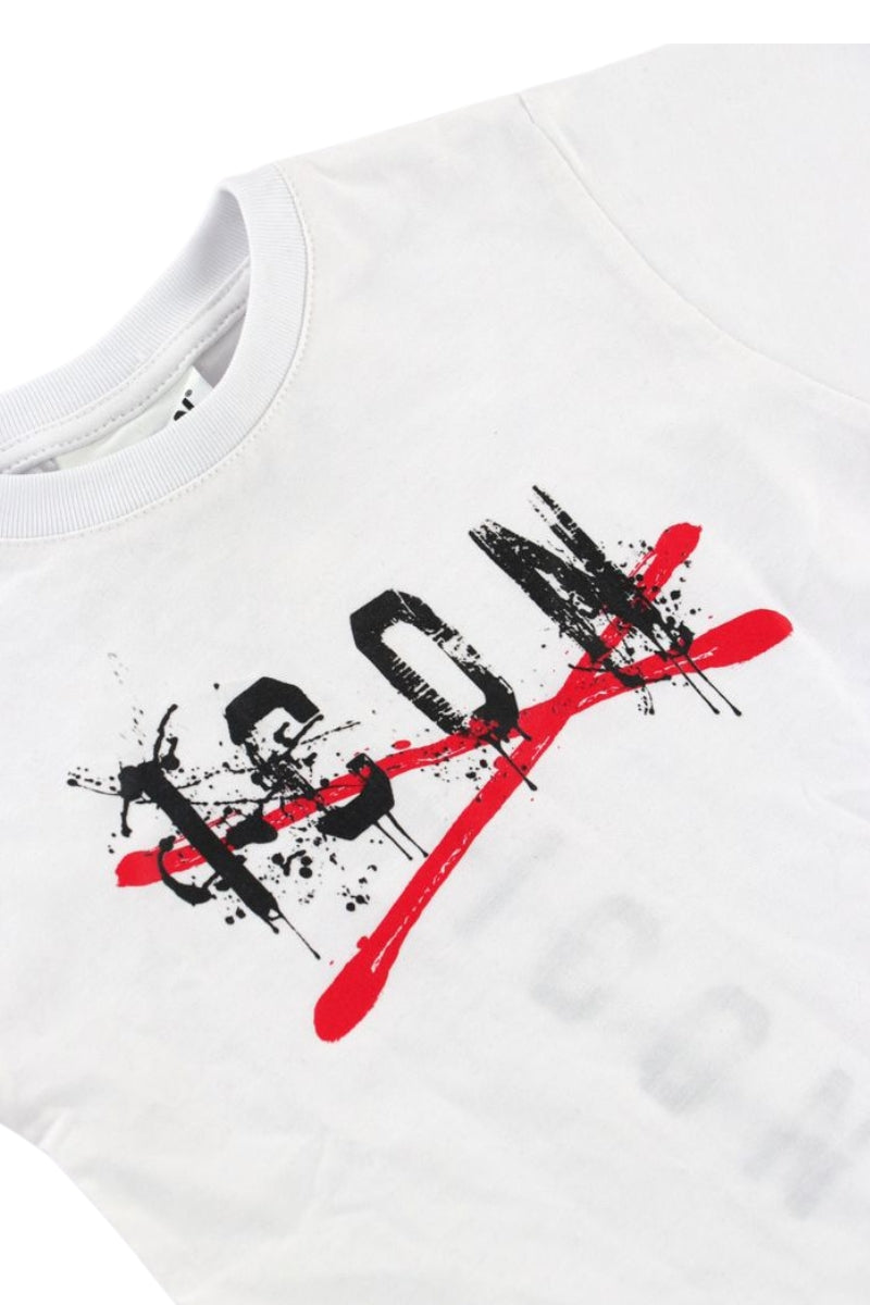 Completo da bambino due pezzi t-shirt e pantaloncini con stampa vernice spray e schizzi INBFS001244