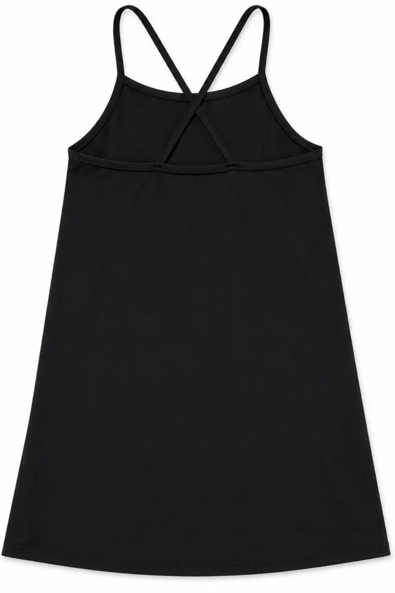 Abito da ragazza in cotone elasticizzato con logo a contrasto colore sul davanti SS26K514