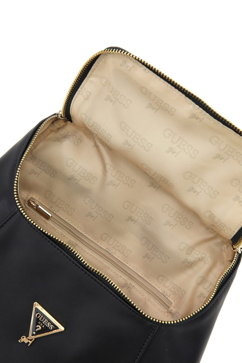 Zaino da ragazza in ecopelle con zip frontale e triangolo loggato in metallo sul davanti J6RZ24WM350
