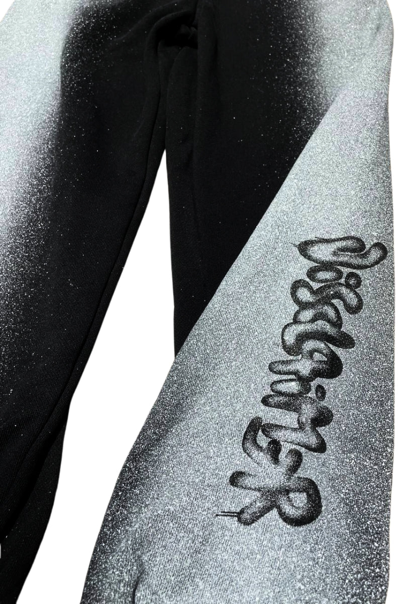 Pantaloni tuta da ragazza con sfumature laterali con glitter a contrasto 26EDK58918