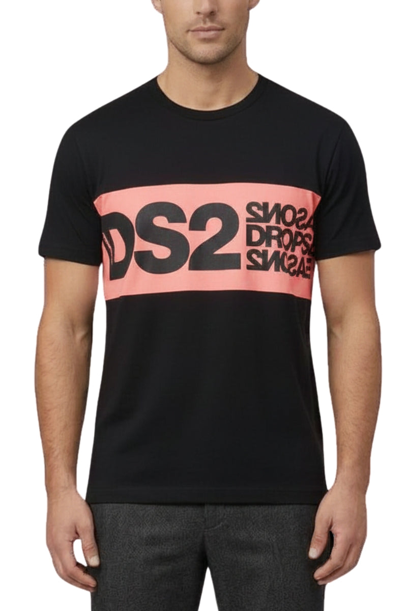 T-shirt da uomo con maxi banda loggata a contrasto colore SS26214