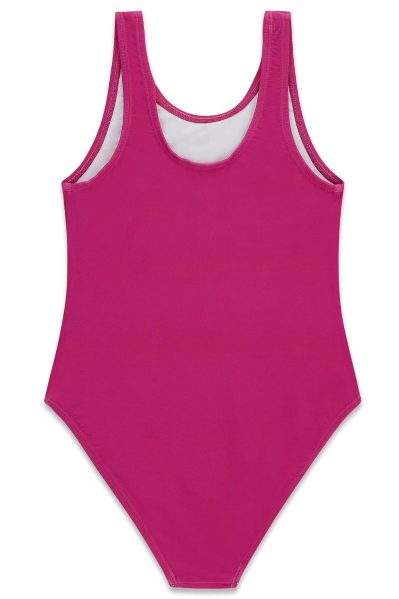 Costume da bagno da bambina e ragazza con logo lettering con strass J6GZ29KCA60
