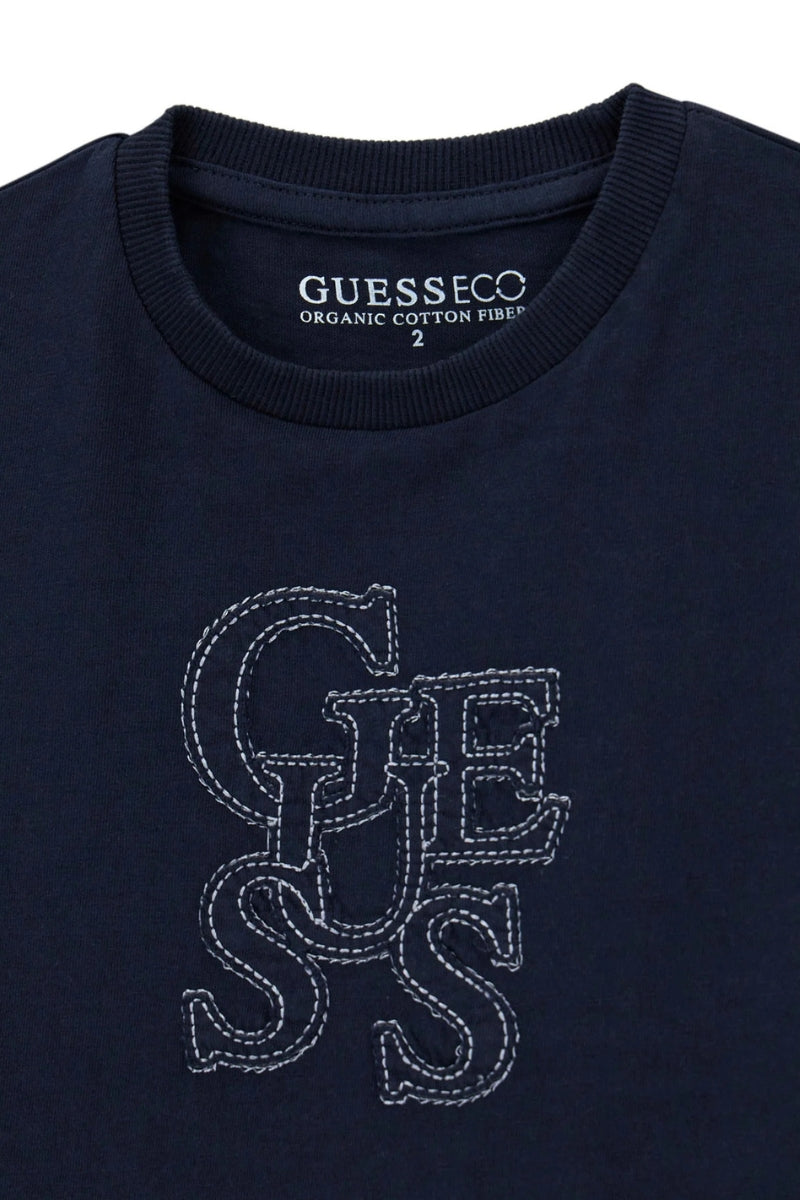 T-shirt da neonato e bambino con logo lettering cucito a contrasto sul davanti N6RI17K8HM4