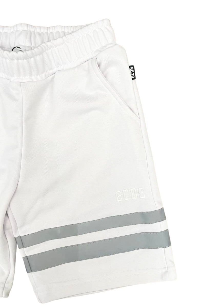 Bermuda da ragazzo in cotone garzato con dettagli a contrasto colore a sinistra C1UJQL705F004
