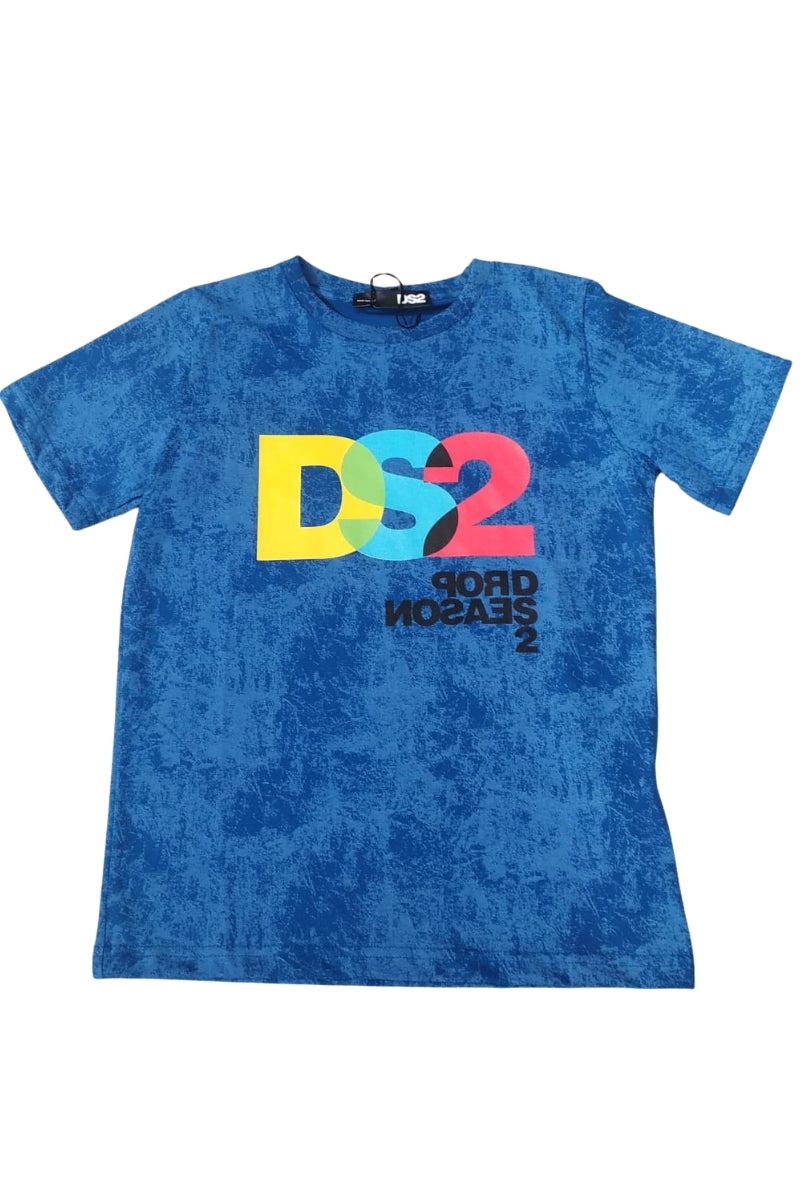 T-shirt da ragazzo in cotone con stampa effetto vintage SS26K02