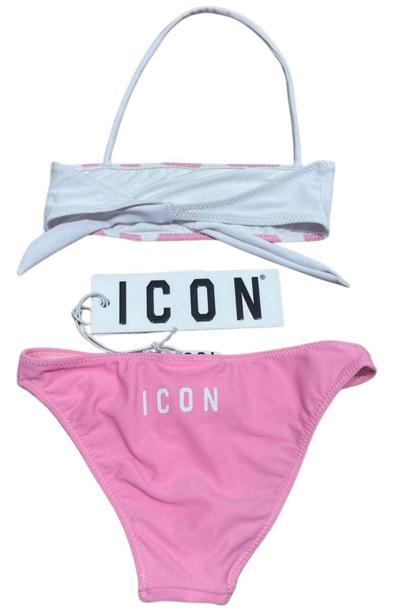 Costume da bagno da ragazza fascia con logo lettering a contrasto colore IGCS001202