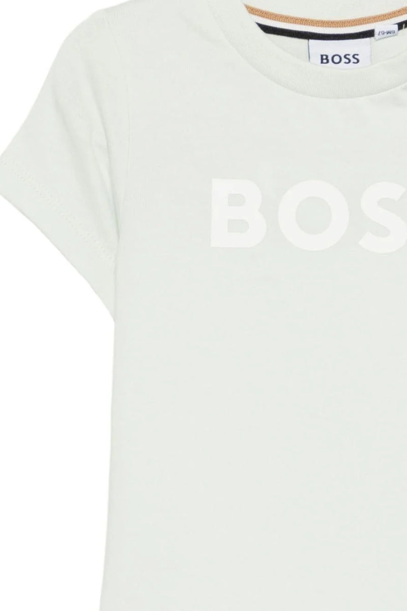 T-shirt da neonato e bambino con logo lettering frontale stampato ton sur ton J52712/73K
