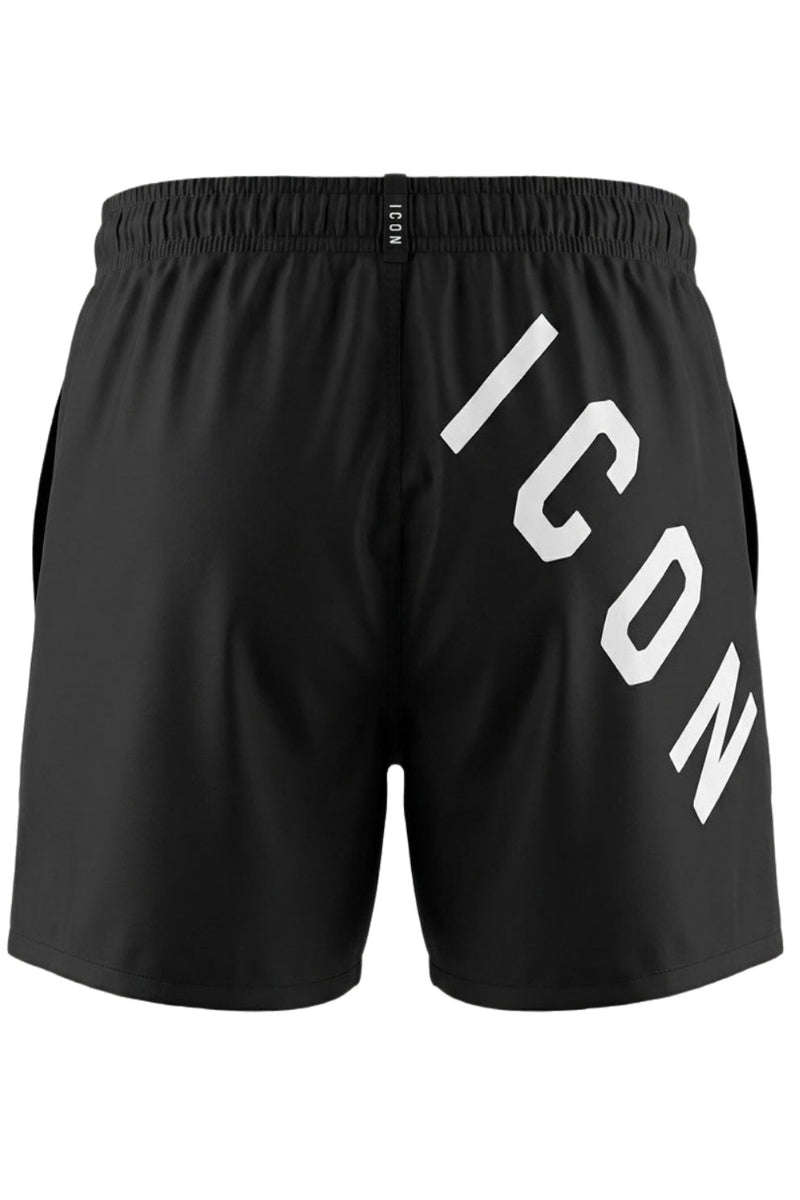 Costume da bagno da ragazzo modello boxer con maxi logo lettering trasversale sul retro IBCS001178
