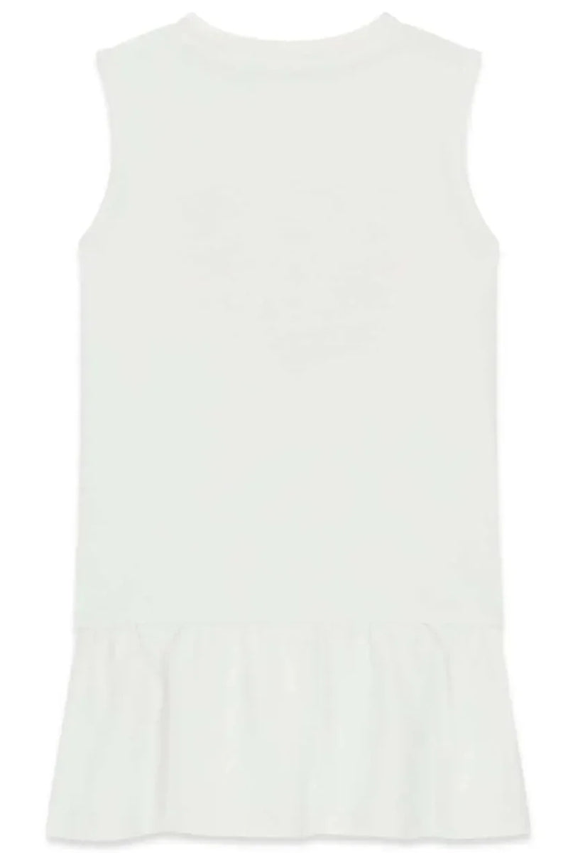 Abito smanicato da bambina con maxi triangolo loggato con glitter K4RK23KA6W4