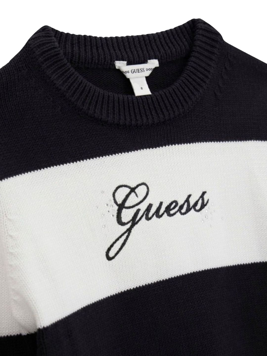 Maglione da ragazza con logo handwriting a contrasto colore sul davanti J6YR12Z1000