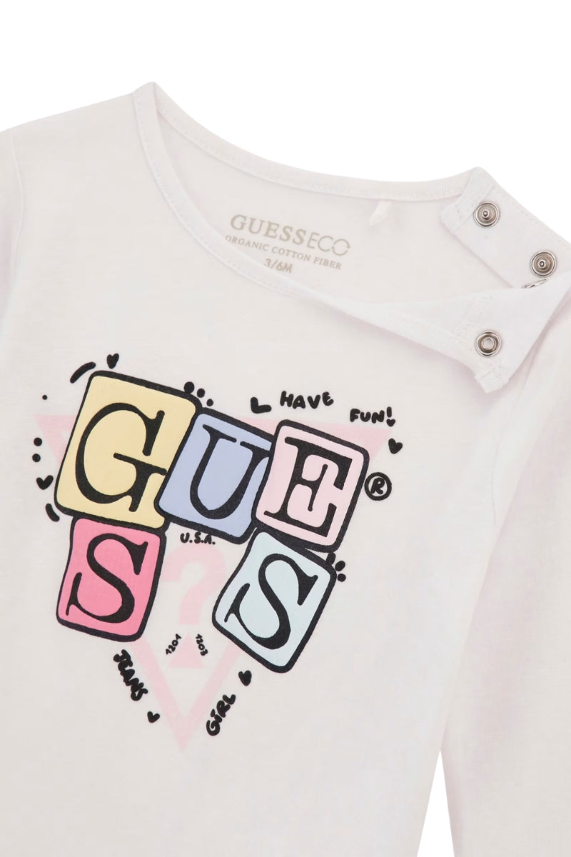 Maglia girocollo da neonata con maxi stampa logo lettering multicolor A5YI00K6YW4