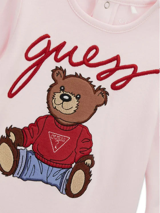 Tutina intera da neonato e neonata con logo lettering ricamato con orsacchiotto sul davanti H6RW01KA5W4