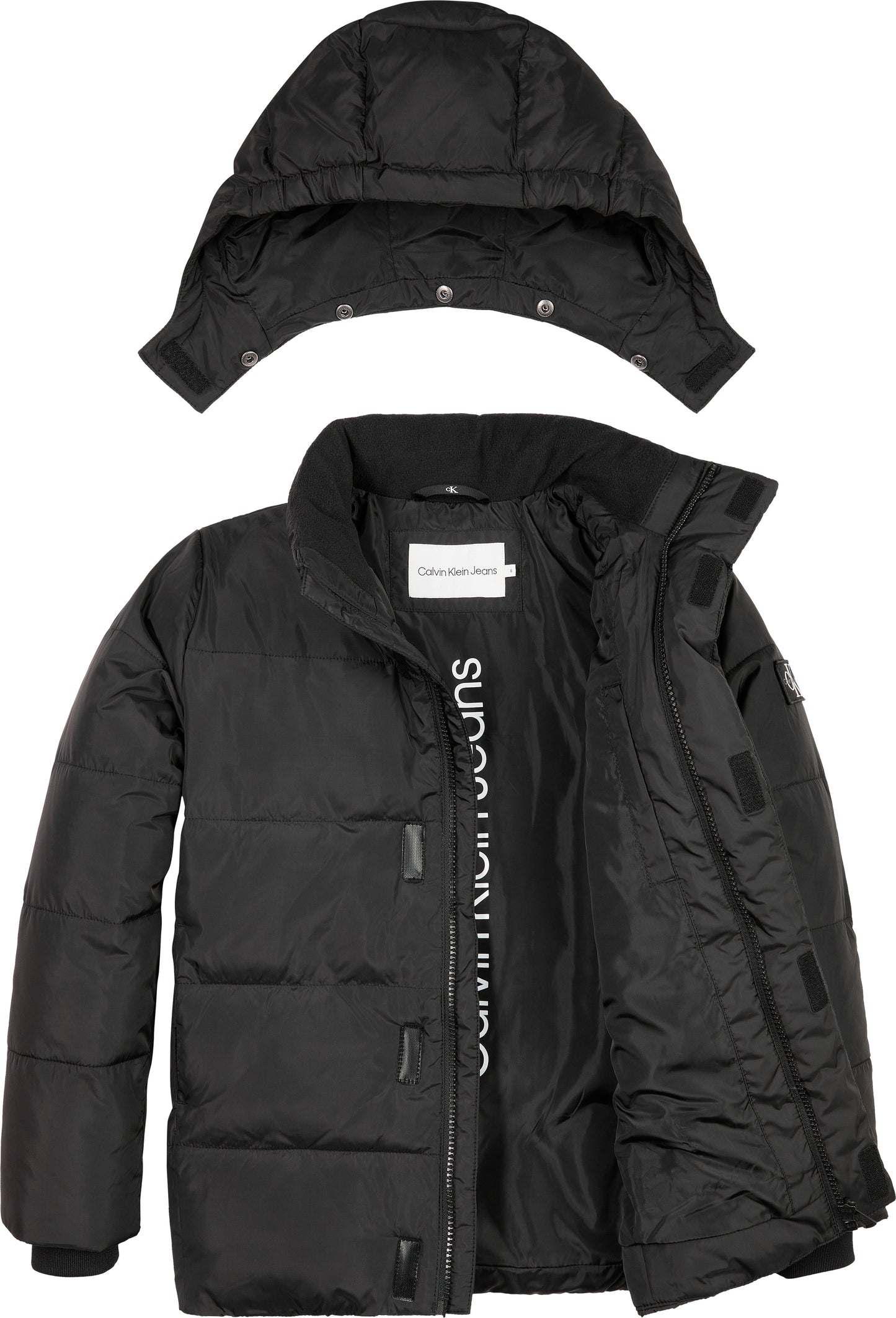 Giubbotto da ragazzo con imbottitura pesante e logo lettering sul davanti IB0IB01276BEH