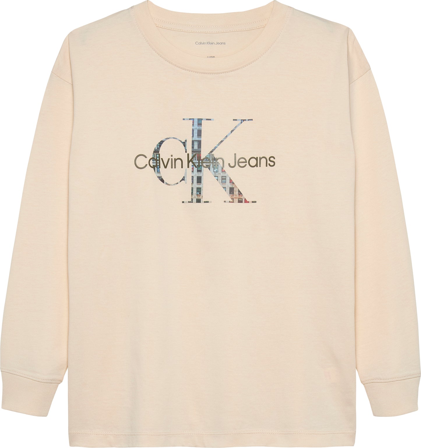 Maglia da ragazzo in cotone con maxi logo a fantasia sul davanti IB0IB02531PGB