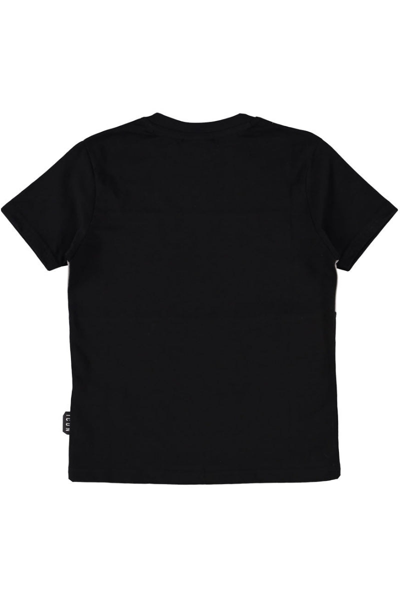 T-shirt girocollo da ragazzo con Inserto con banda con maxi logo lettering a contrasto colore fronte e retro IBKS00743