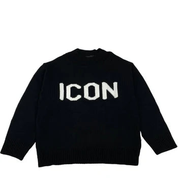 Maglione da ragazzo girocollo con maxi logo frontale