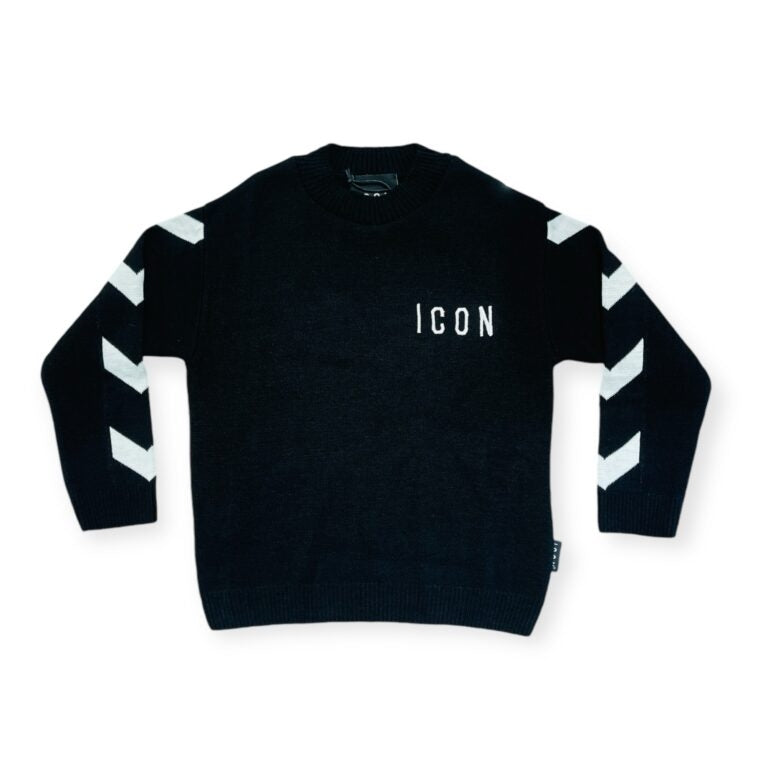 Maglione da ragazzo con logo lettering frontale e strisce sulle maniche