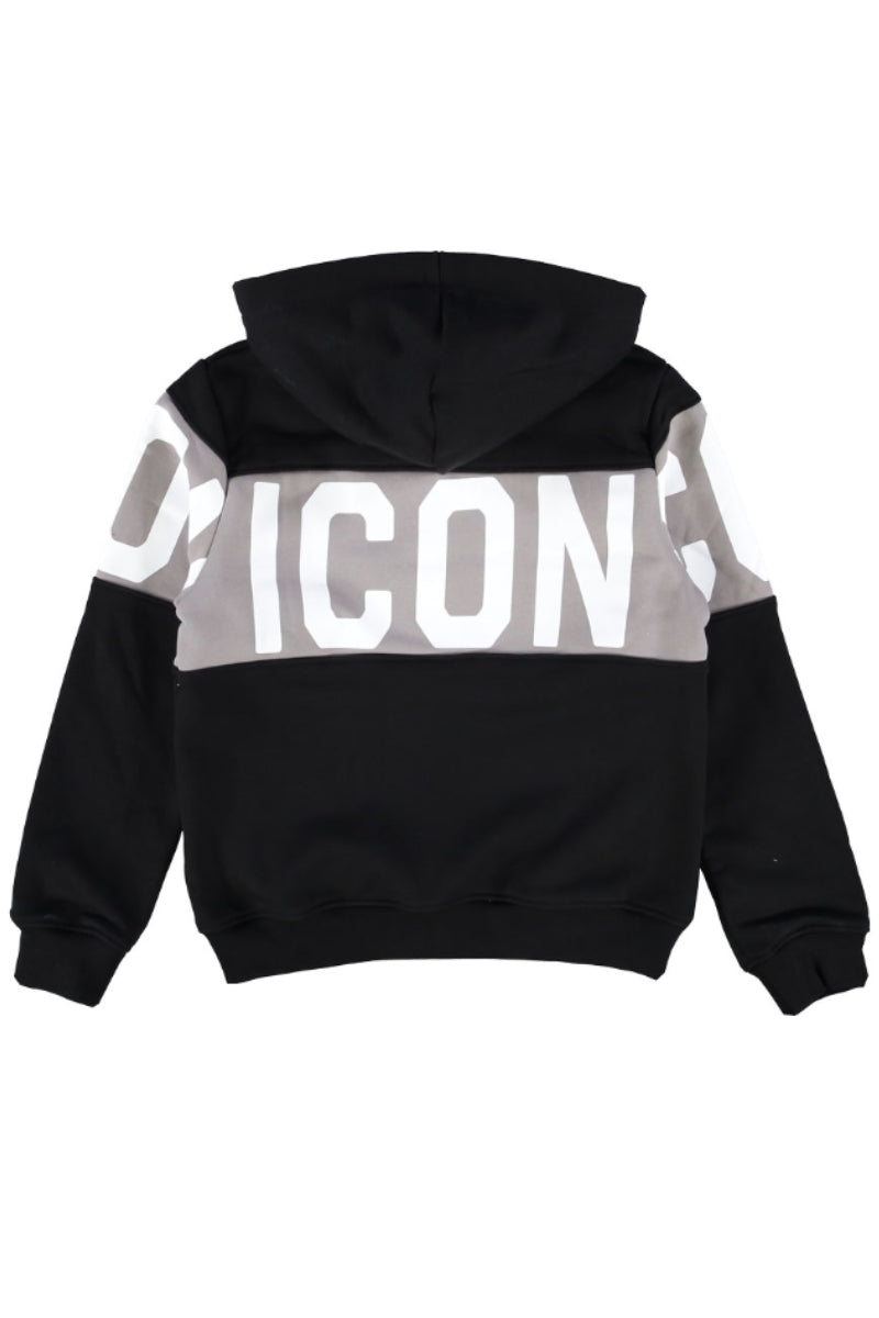 Felpa con cappuccio da ragazzo con banda con maxi logo lettering a contrasto colore IBSW00739