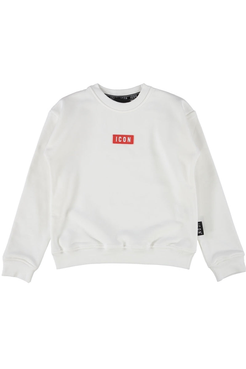 Felpa girocollo da ragazzo con logo lettering a contrasto sul davanti IBSW00856