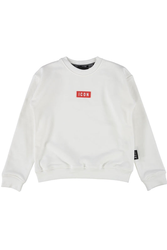Felpa girocollo da ragazzo con logo lettering a contrasto sul davanti IBSW00856