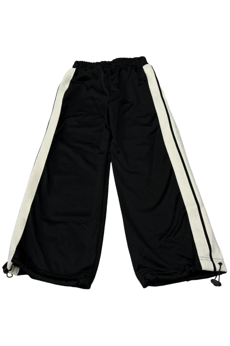 Pantaloni tuta da ragazza con banda a contrasto colore e logo lettering IGSP00812