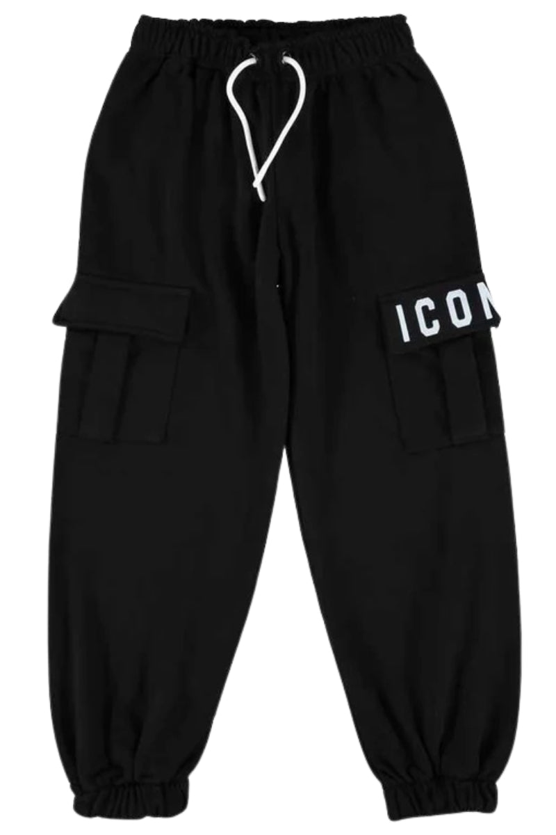 Pantaloni tuta cargo da bambino e bambina con dettagli a contrasto colore INBSP00874
