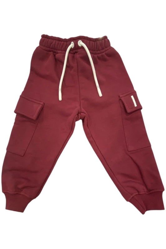 Pantaloni tuta cargo da bambino e bambina con dettagli a contrasto colore INBSP00874