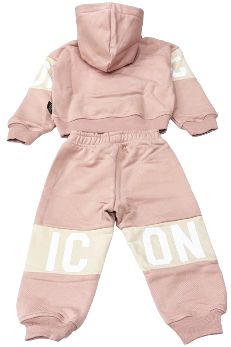 Tuta da bambina due pezzi con bande con maxi logo lettering INGFS00891