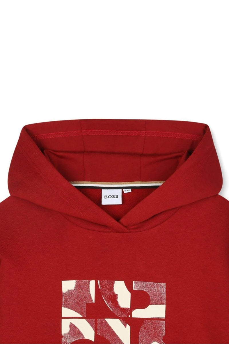 Felpa da bambino con cappuccio in misto cotone garzato J52353