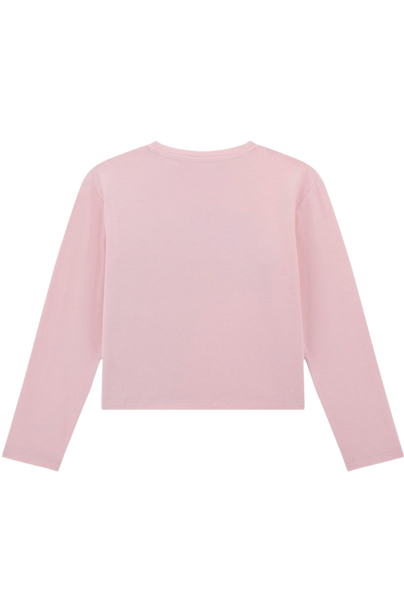 Maglia da ragazza in cotone con stampa logo lettering e cuore frontale J5YI03K6YW4