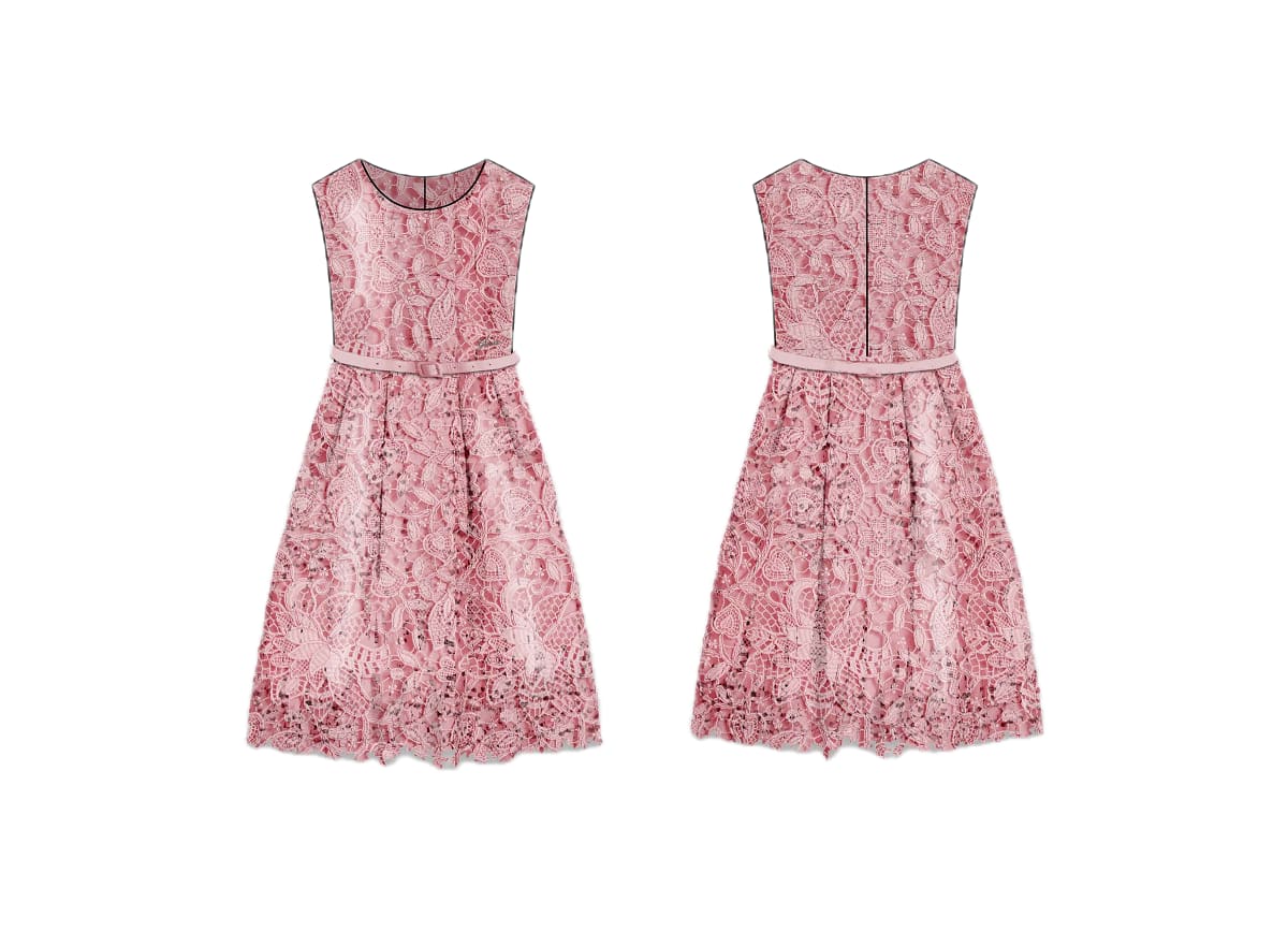 Vestito da ragazza svasato in pizzo macramè a fiori J6RK29WGWR0