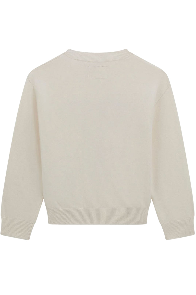 Maglione girocollo da neonata e bambina con maxi triangolo logato con paillettes K5BR04Z2NQ2