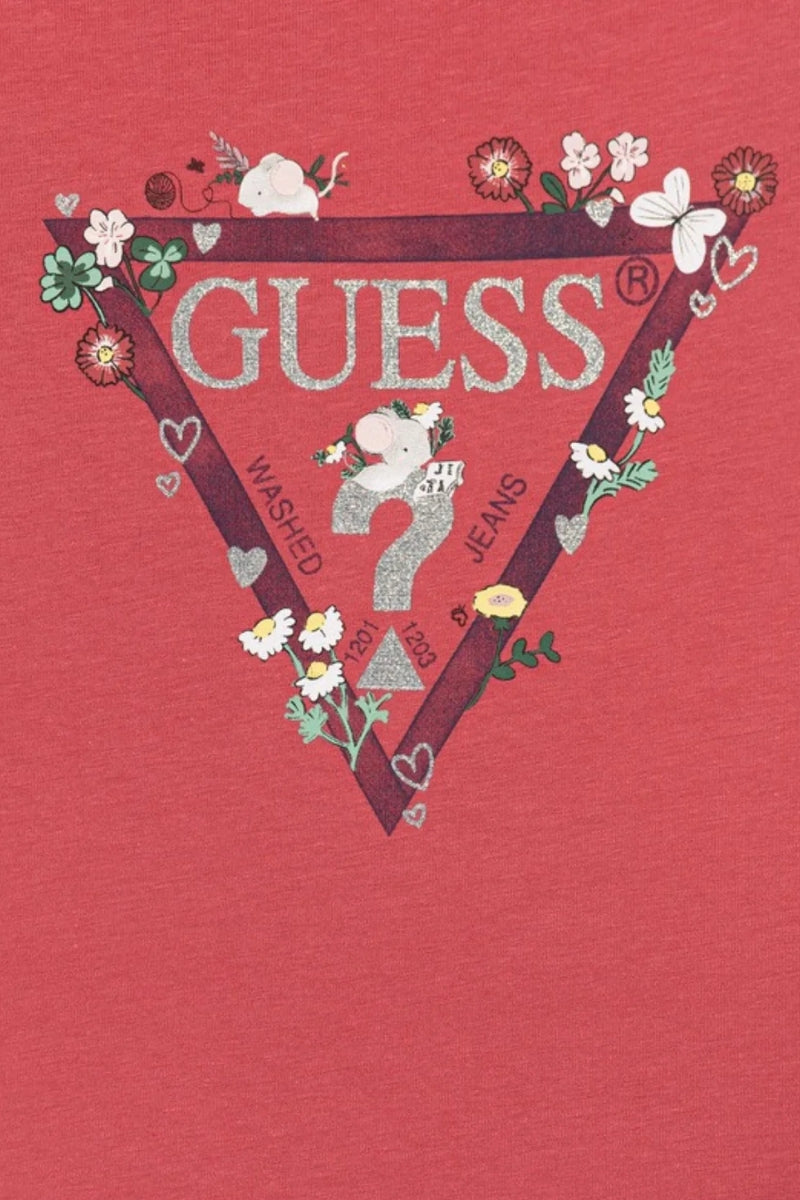 Maglia girocollo da bambina con maxi triangolo logato a fantasia floreale K5YI16K6YW4