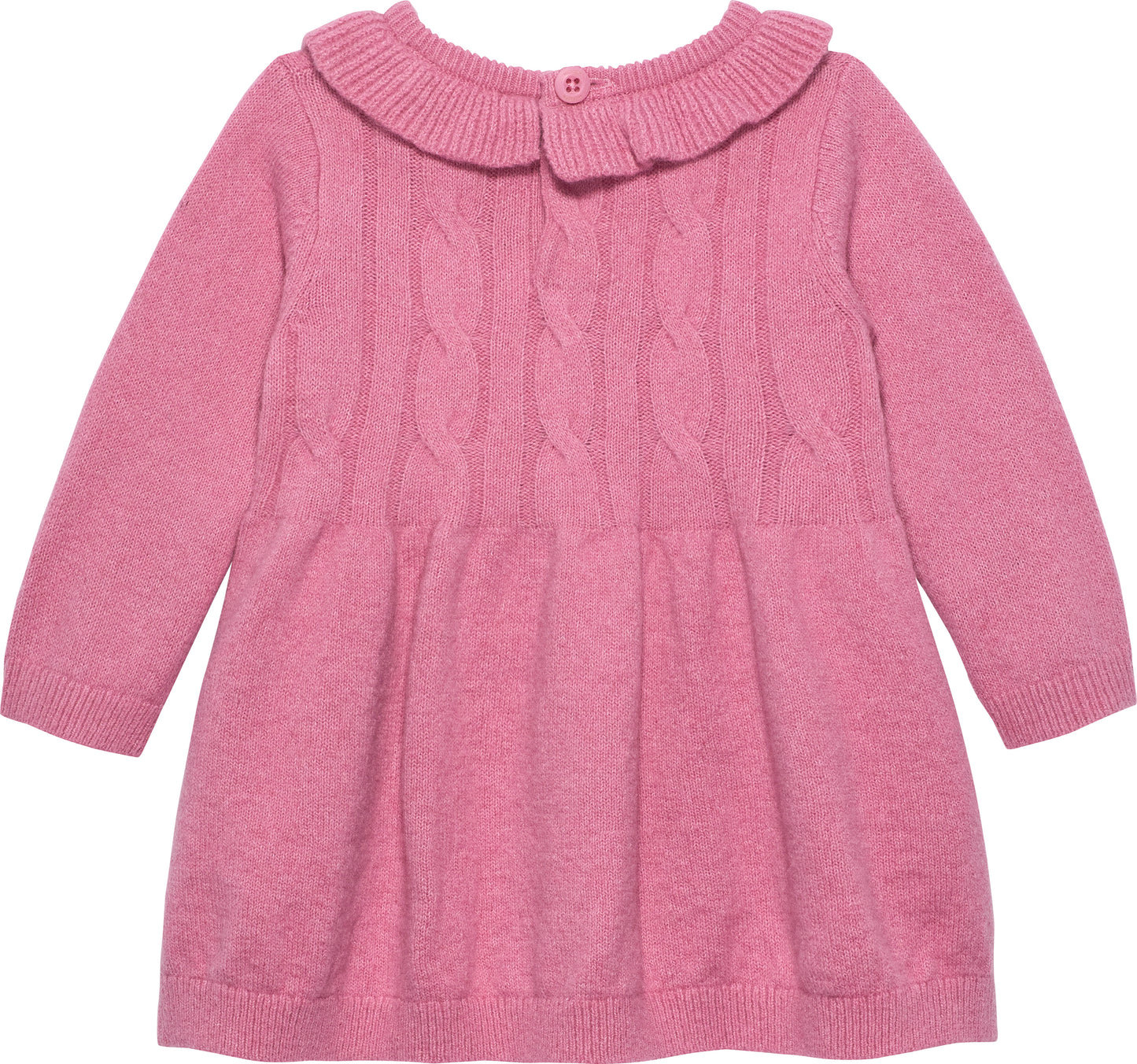 Abito da neonata in maglia con ruche sul collo e ricami a intreccio KN0KN02111THC