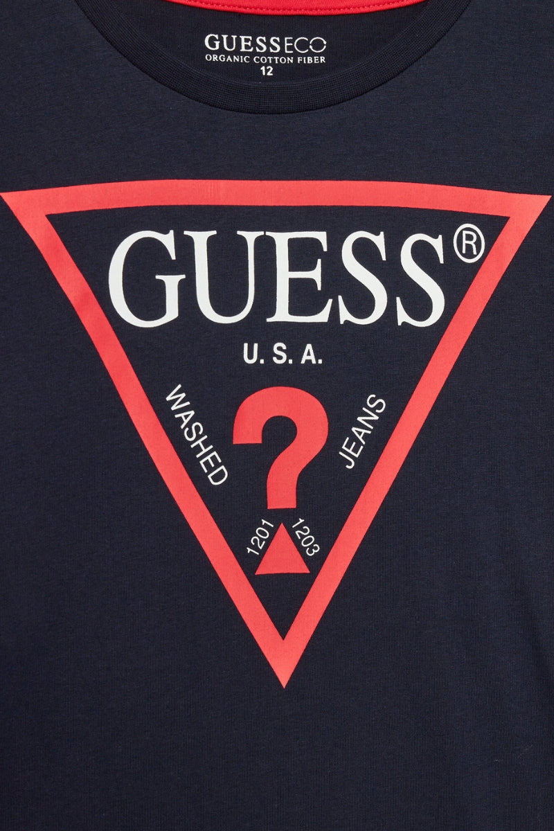 Maglia girocollo da ragazzo con maxi triangolo logato stampato sulla parte frontale L84I29K8HM0