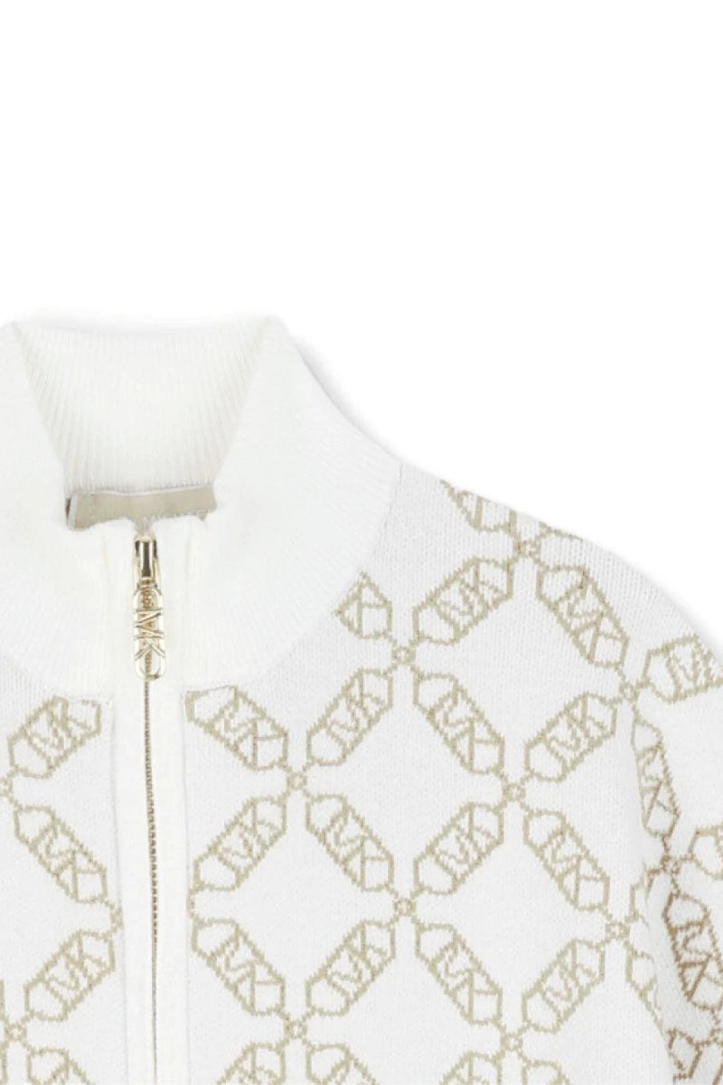 Cardigan a mantella da ragazza in lana con logo monogram all over R30463