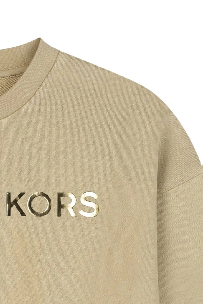 Felpa girocollo da bambina e ragazza con logo lettering laminato sul davanti R30469