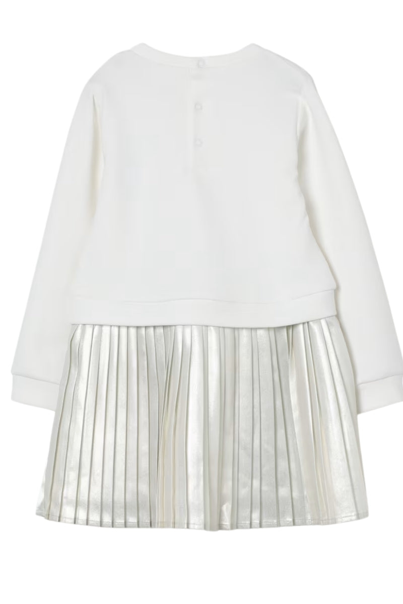 Abito da bambina con parte inferiore satinata e plissettata R30482