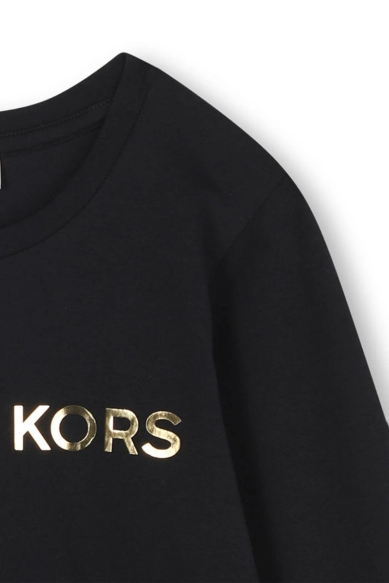 Maglia da bambina e ragazza in cotone con logo lettering laminato sul davanti R30488