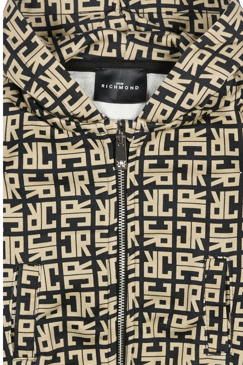 Felpa da neonato con cappuccio e stampa logo monogram a contrasto all over RIA25047FE