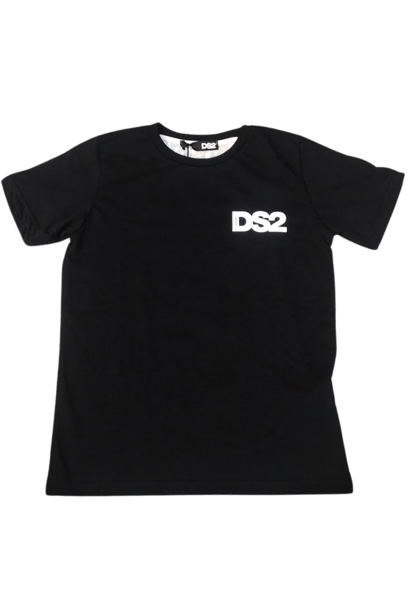 T-shirt da ragazzo in cotone con maxi banda loggata a contrasto sul retro SS26K90