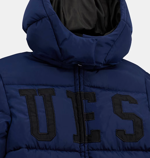 Giubbotto bomber da ragazzo con maxi logo lettering cucito sul davanti L5BL01WB240