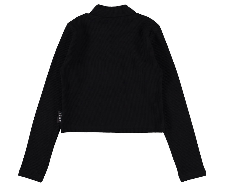 Maglia lupetto da ragazza in tessuto elasticizzato a costine con logo lettering IGKL00904