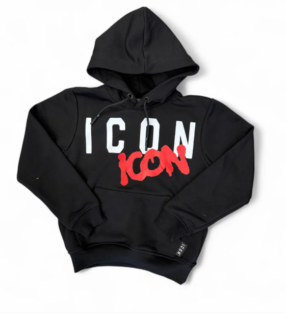 Felpa da ragazzo in cotone garzato con stampa con doppio logo lettering a contrasto colore IBSW00853